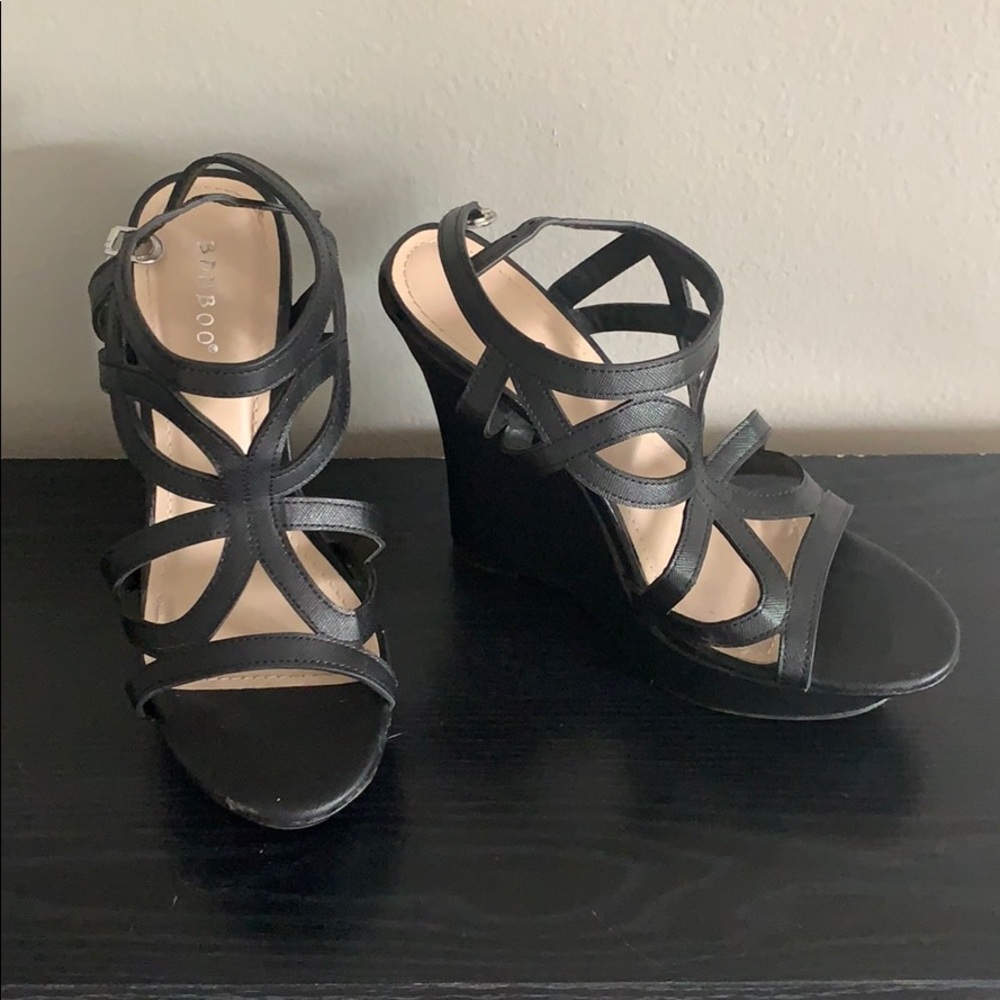 Black Wedge Heels